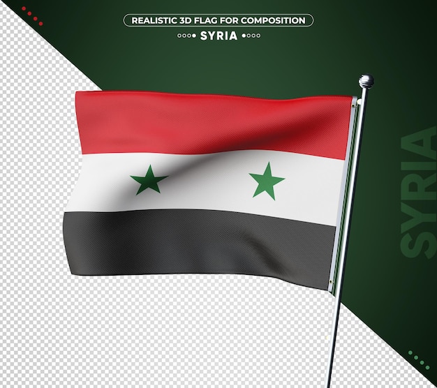 PSD syrië 3d-vlag met realistische textuur