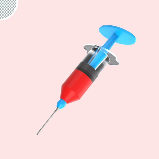 L'icona di iniezione della siringa isolata 3d rende l'illustrazione medica