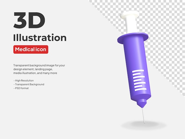 Syringe medical icon 3d render illustration