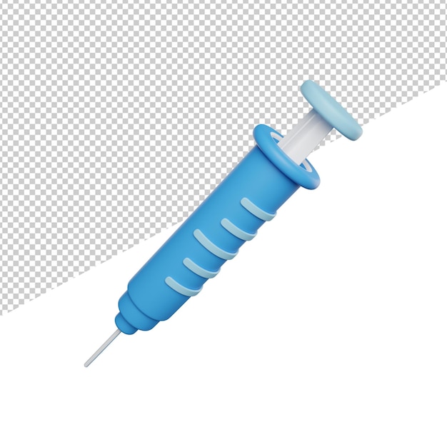 syringe vaccine side view 3d rendering icon illustration on transparent background