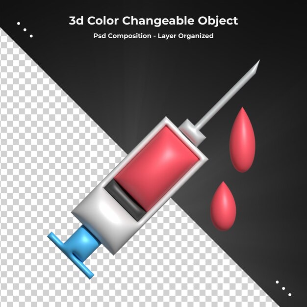 疫苗注射注射用注射器 流感注射 3D 渲染 疫苗图标与医疗设备