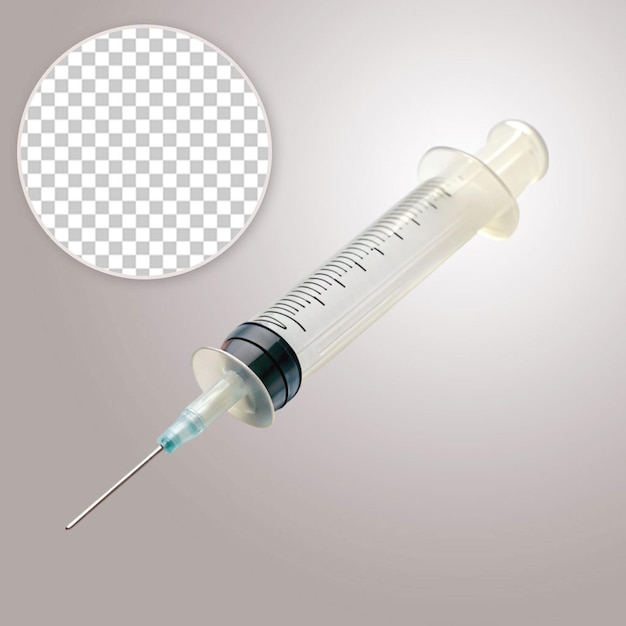 PSD syringe with needle on transparent background