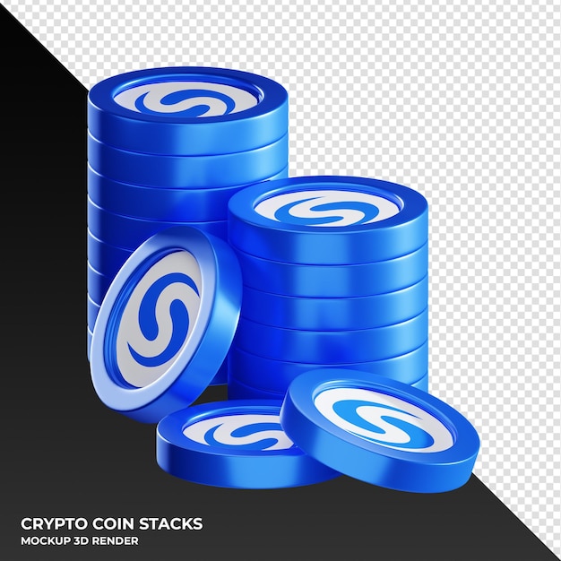 PSD syscoin sys coin stacks cryptocurrency 3d render illustration