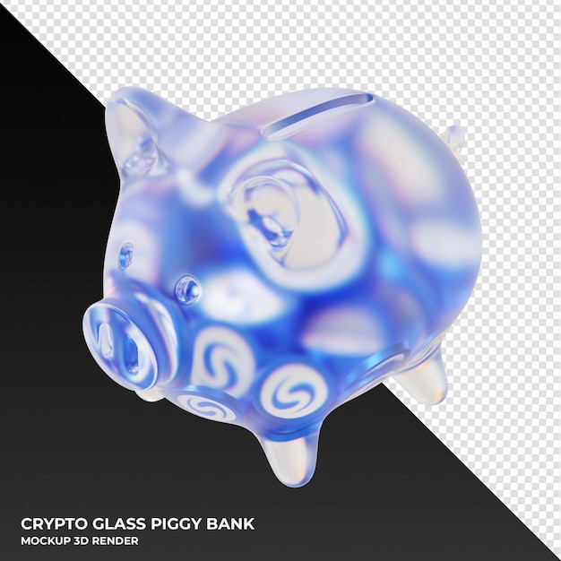 PSD syscoin sys glass piggy bank with crypto coins 3d illustration
