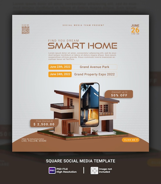 Szablon 3d Smart Home Social Media