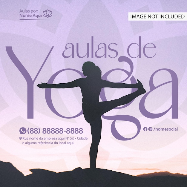 Szablon Aulas de Yoga w mediach społecznościowych