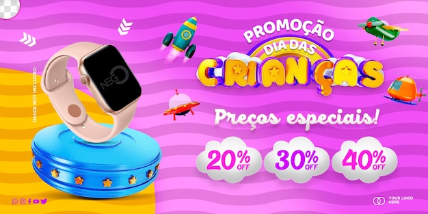 PSD szablon banera dzień dziecka dia das criancas w brazylii