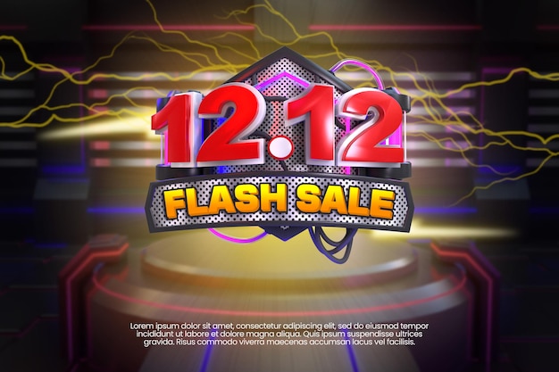 PSD szablon banera flash sale 3d render 1212