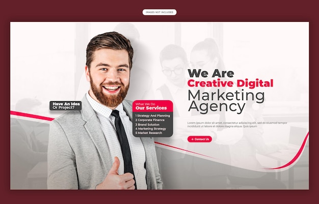 Szablon banera internetowego agencji marketingu cyfrowego i korporacyjnego