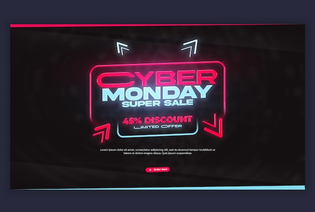Szablon banera internetowego Cyber Monday Super Sale