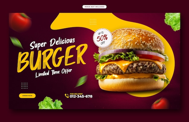 szablon banera internetowego menu i restauracji szablon postów na okładce Facebooka