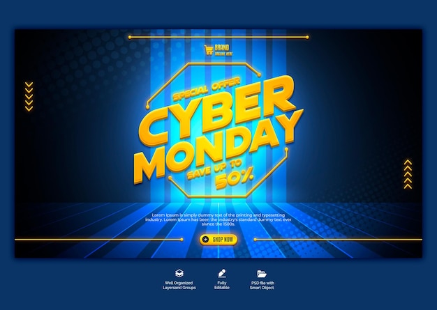 Szablon Banera Internetowego Psd Cyber Monday Sale