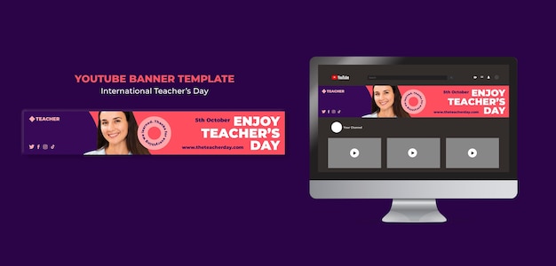 PSD szablon banera na dzień nauczyciela na youtube