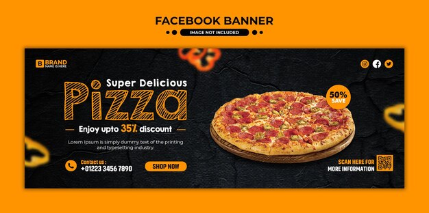 Szablon banera na okładkę Facebooka dla pizzy z menu restauracji fast food