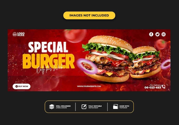 Szablon Banera Na Okładkę Na Facebooku Dla Restauracji Fast Food Menu Burger