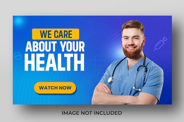 PSD szablon banera opieki zdrowotnej dla miniatury youtube