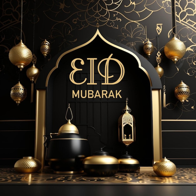 Szablon banera projektowania tła Eid mubarak