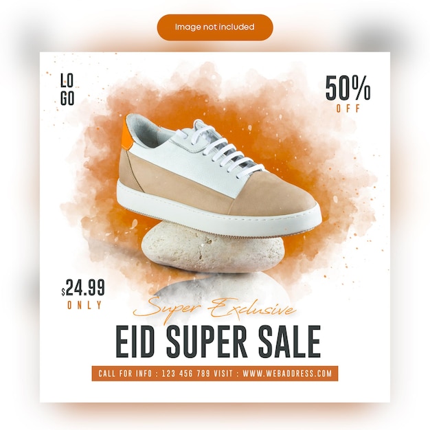 PSD szablon banera super wyprzedaży butów eid