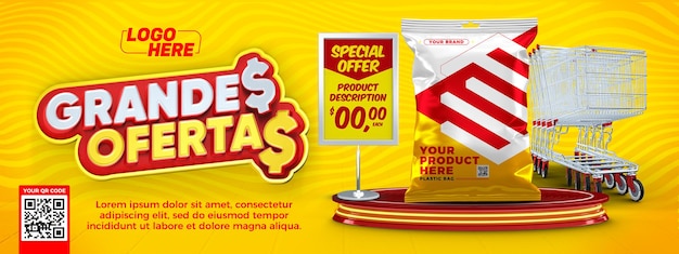 Szablon banera Supermarket Świetne oferty w Brazylii
