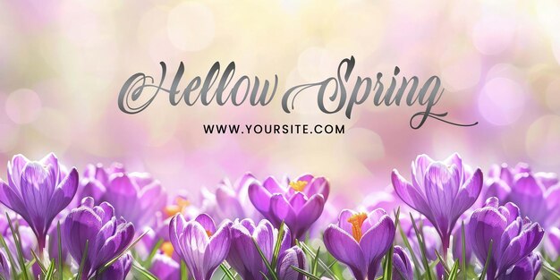 PSD szablon banera wiosennego sezonu z banerem internetowym przedstawiającym piękne kwiaty
