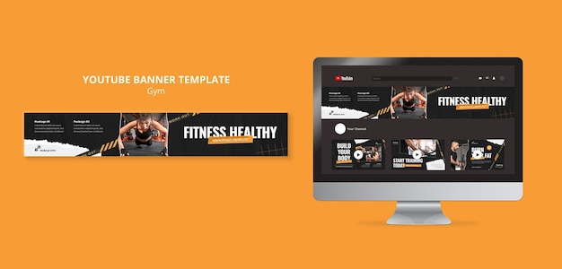 Szablon banera youtube siłowni i fitness