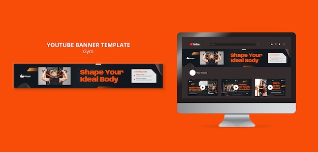 PSD szablon banera youtube siłowni i fitness
