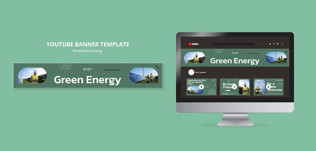 PSD szablon banera zielonej energii na youtube