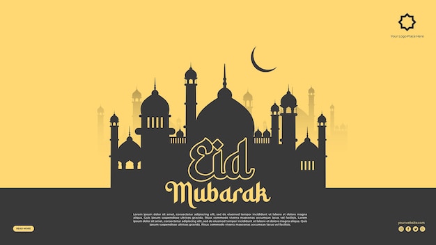 Szablon banerów mediów społecznościowych Eid mubarak i Eid ulfitr