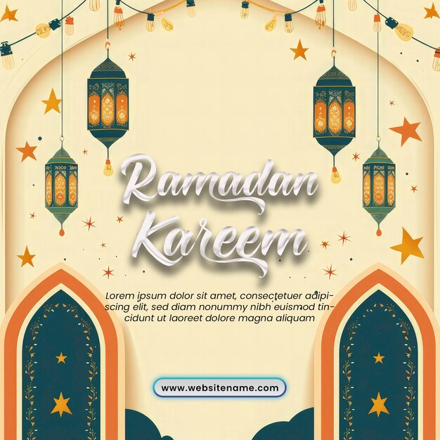 PSD szablon baneru ramadan kareem szablon karty powitalnej ramadan kareem islamskiego święta