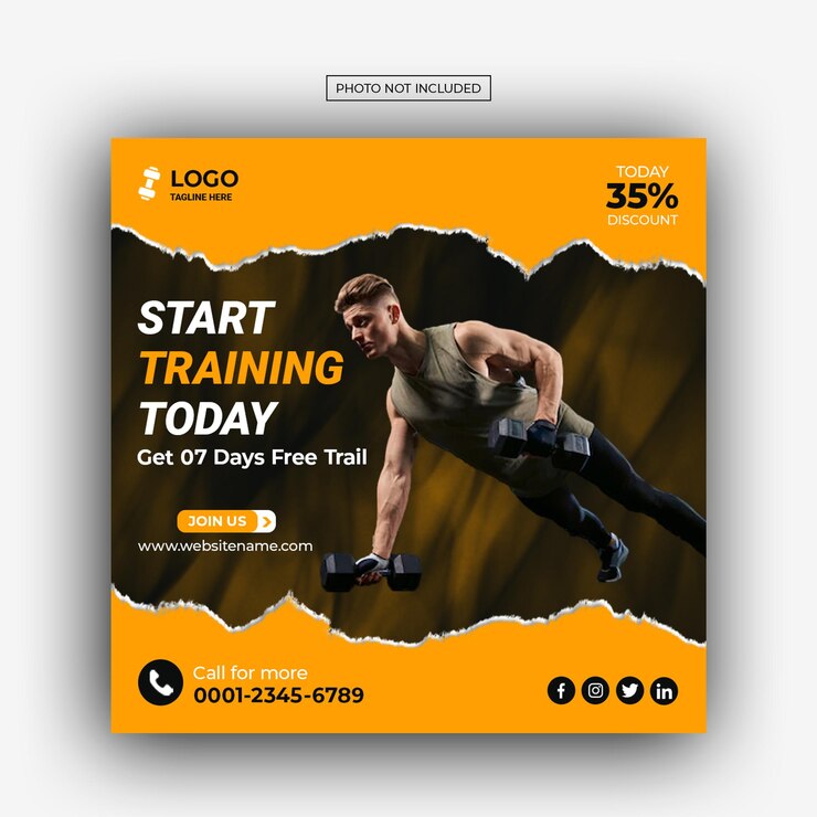 Szablon baneru społecznościowego na siłownię i fitness