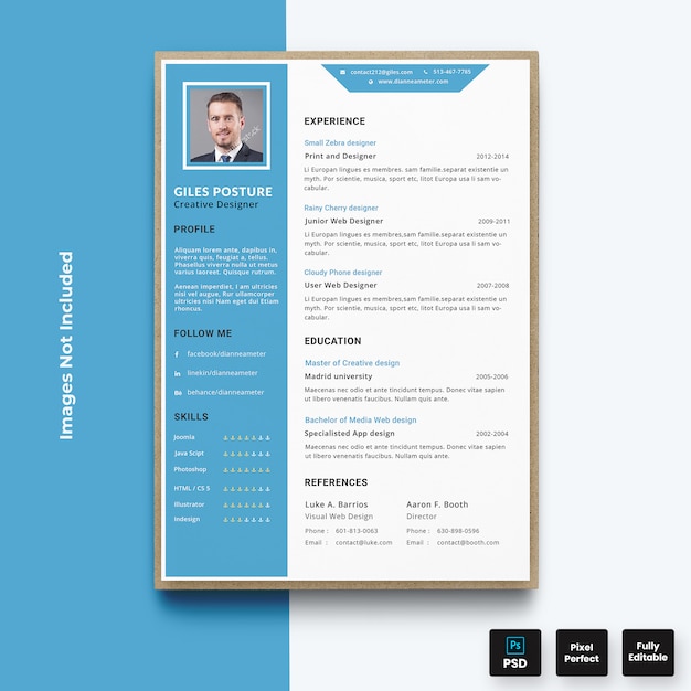 Szablon Cv Cv Niebieski