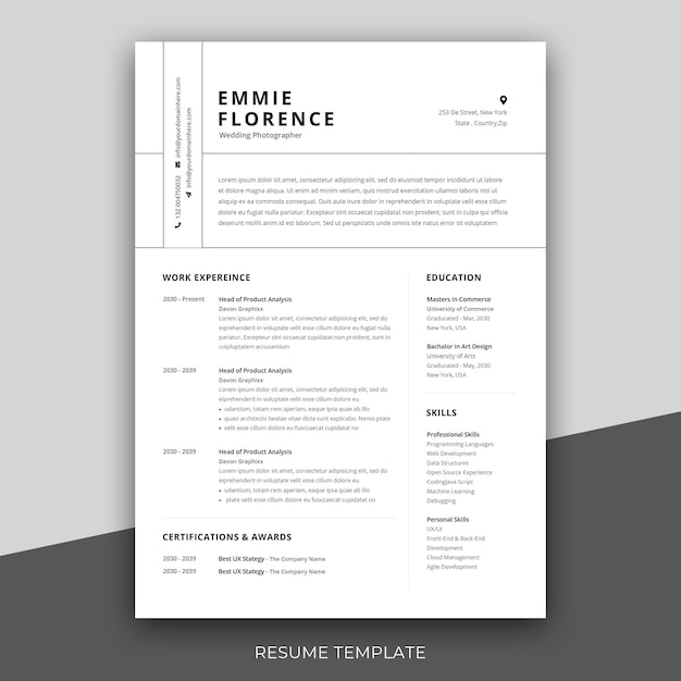 Szablon CV w formacie A4 realistyczny