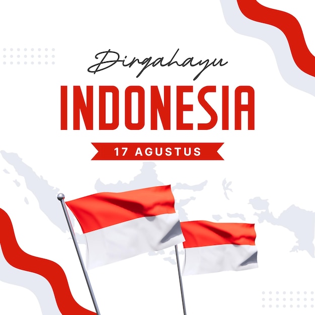 PSD szablon dnia niepodległości indonezji psd renderowania 3d