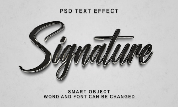 PSD szablon edytowalnego efektu tekstowego z czarnym podpisem
