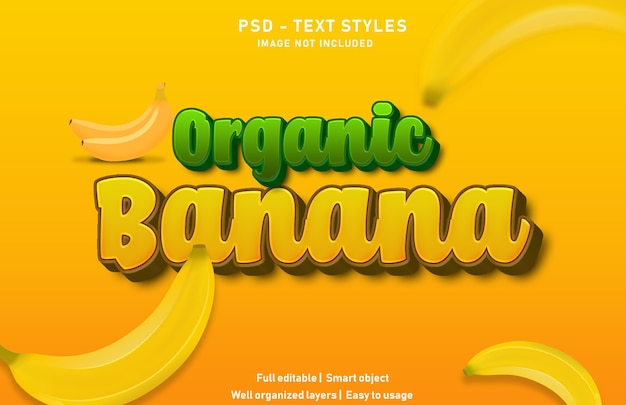 PSD szablon efektów tekstowych bananów