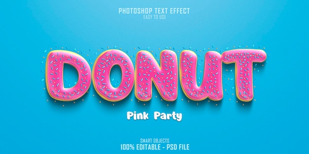 Szablon Efektu Stylu Tekstu Donut Pink Party