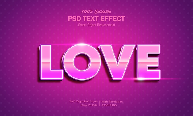 Szablon Efektu Tekstowego 3d Shining Love Style 3