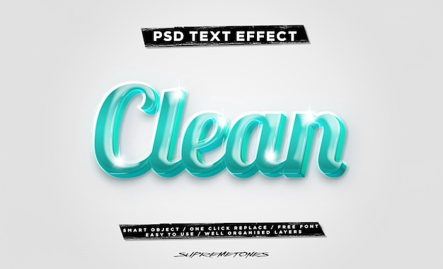 Szablon efektu tekstowego PSD Clean Glass