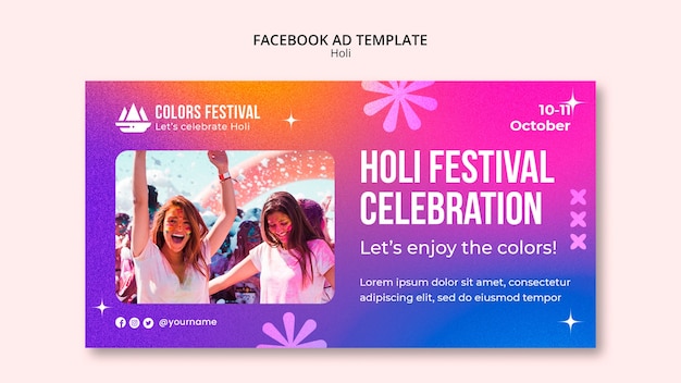 PSD szablon facebook uroczystości festiwalu holi