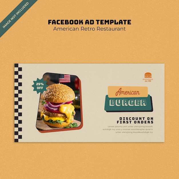 PSD szablon facebooka amerykańskiej restauracji retro