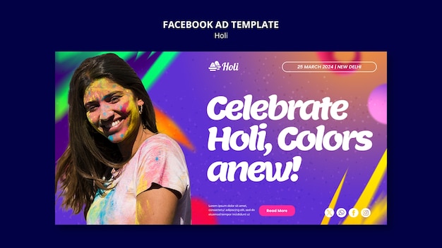 PSD szablon facebooka z okazji festiwalu holi