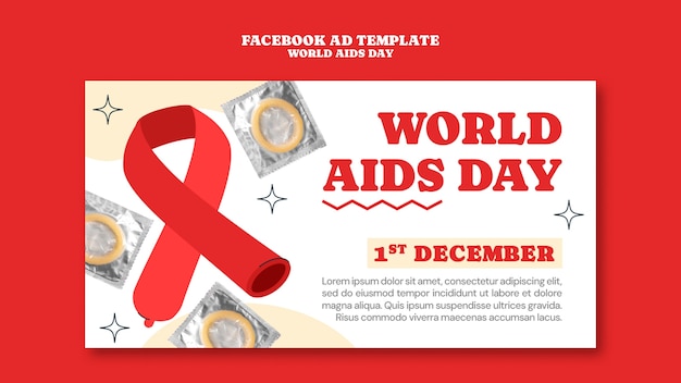 PSD szablon facebooka z okazji światowego dnia aids