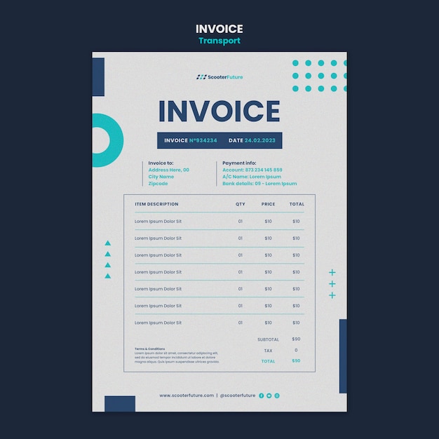 PSD szablon faktury koncepcji transportu