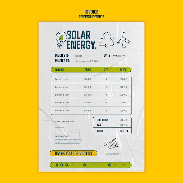 PSD szablon faktury za energię odnawialną