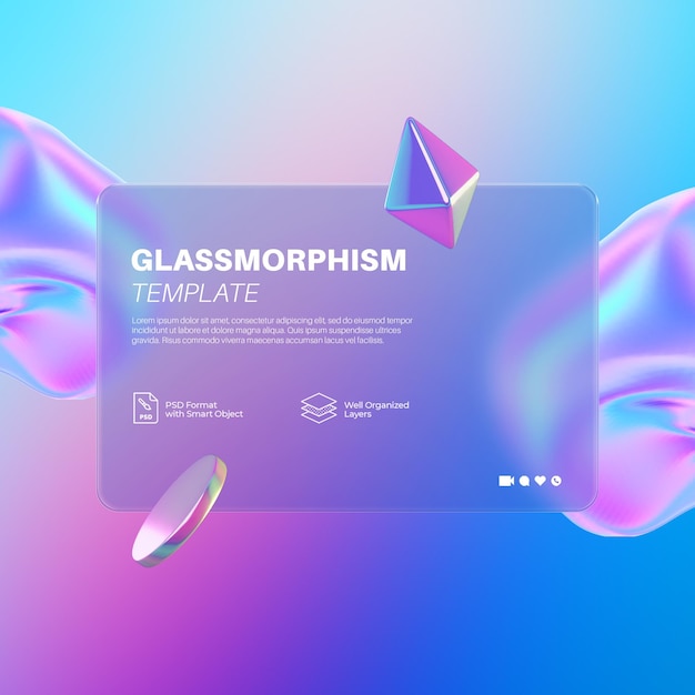 PSD szablon glassmorphism gradient mockup szablon modern design psd