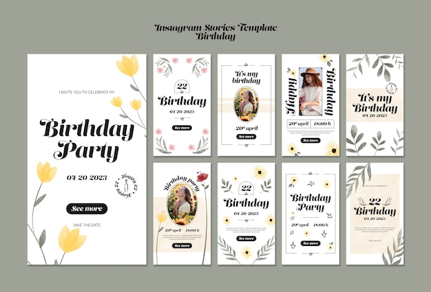 Szablon historii instagram celebracja urodziny