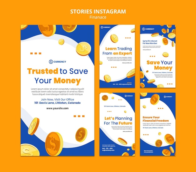PSD szablon historii na instagramie bankowości internetowej