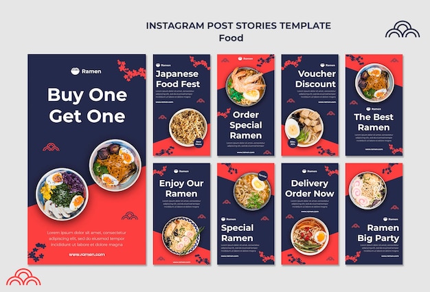 PSD szablon historii na instagramie japońskiego jedzenia