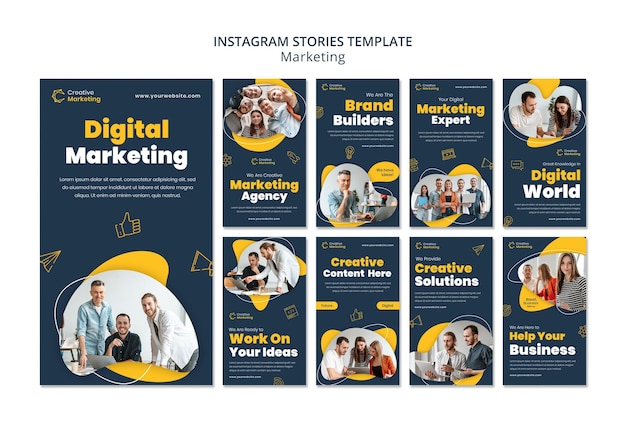 Szablon historii na instagramie z koncepcją marketingu cyfrowego