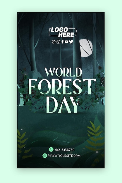 PSD szablon historii na instagramie z okazji światowego dnia lasu